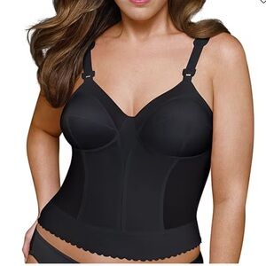 Women’s Exquisite Form Black Longline Posture Bra 510-7532 Sz 46DD